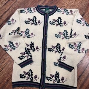 Vintage Northern Reflections Cardigan Cream Button Up 90’s Knit Sweater Nature